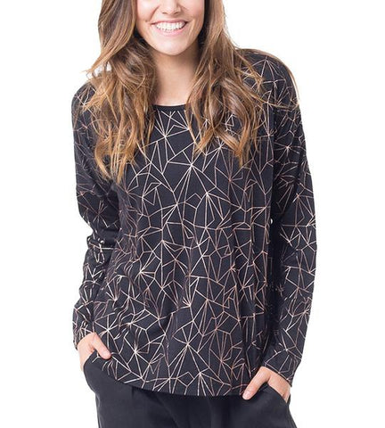 ELM - Bronze foil geo print top! 12