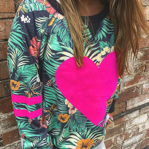 HAMMILL + CO "Aloha" heart + tropical jumper! 10-12