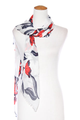 JACQUI.E - Navy + red floral scarf!