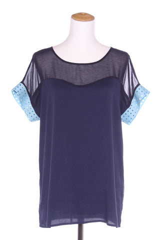 CHARLO - Navy + sky blue trim top! 10