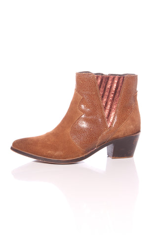 OEM - Bronze panel western leather ankle boots! 37