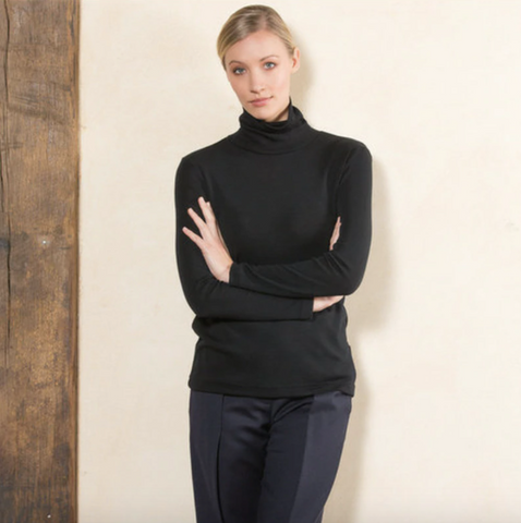 BAYROAD MERINOS (NZ) Black merino polo-neck! 12