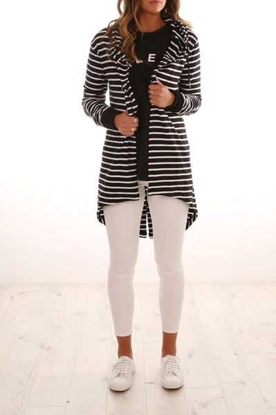 SILENT THEORY (BN) Ashleigh stripe hooded cardi! 18