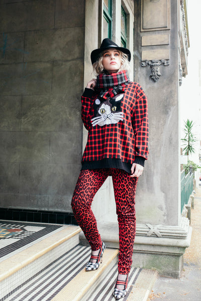 DAVID POND - Kitty applique plaid sweater! 12