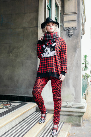 DAVID POND - Kitty applique plaid sweater! 12