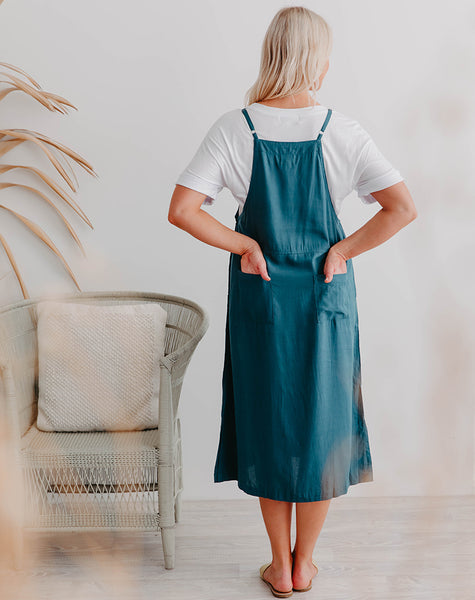 FREEZ "Long Pinafore" teal dress! 16