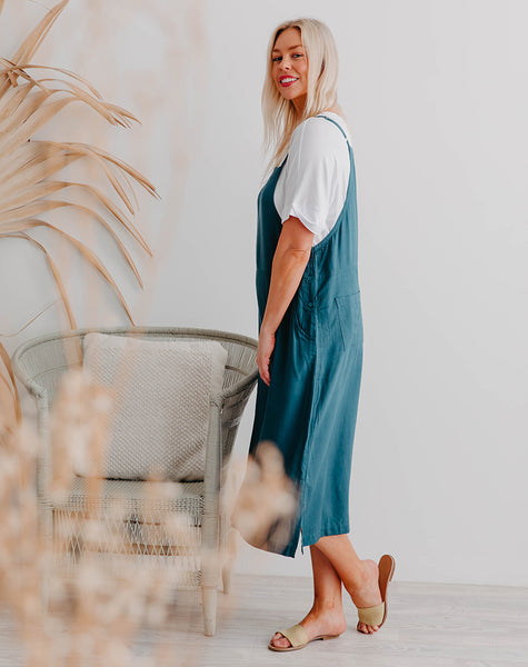 FREEZ "Long Pinafore" teal dress! 16