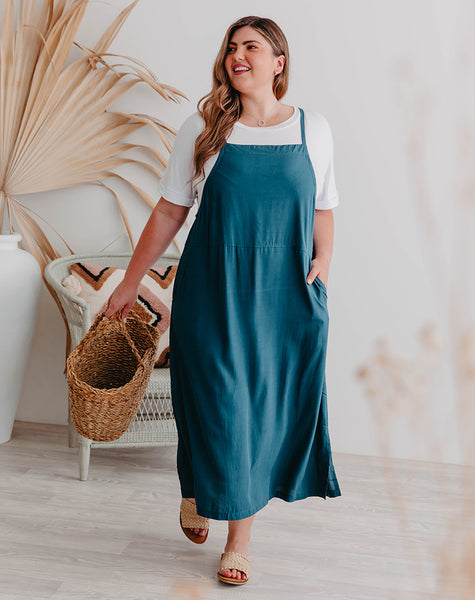 FREEZ "Long Pinafore" teal dress! 16