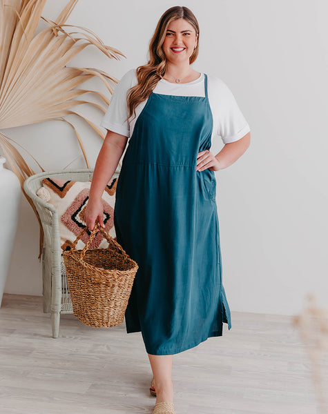 FREEZ "Long Pinafore" teal dress! 16